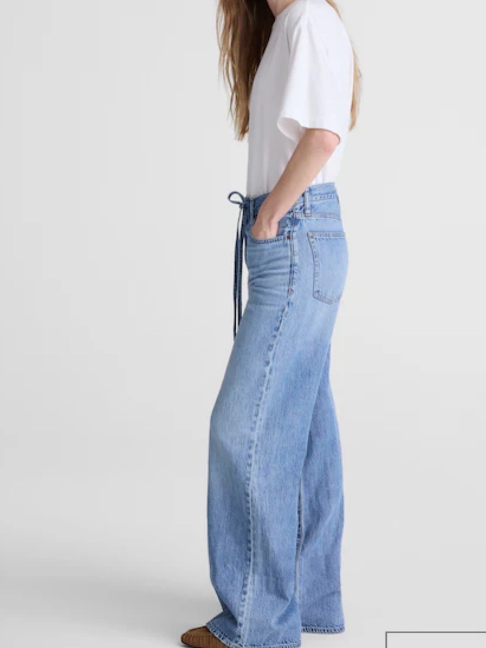 Madewell Light Wash Wide-Leg Drawstring Jeans